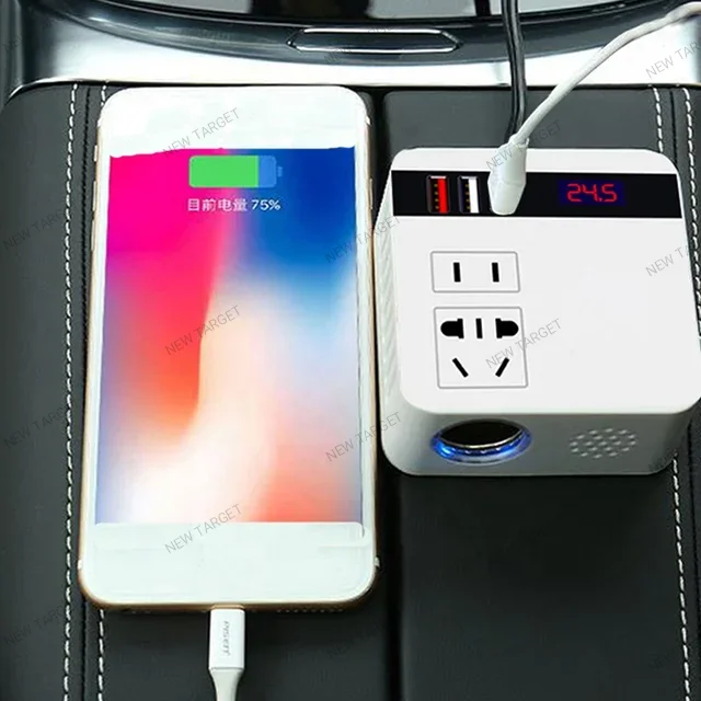 Inverseur Véhicule port Chargeur allume cigare forme cubique